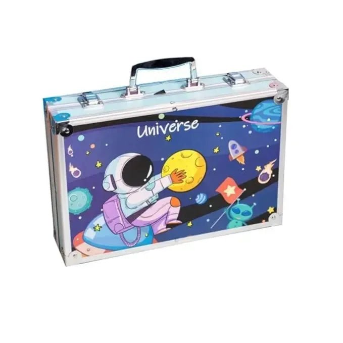 145-piece space galaxy art set with vibrant cosmic paints, brushes, glitter, and stencils for kids and adults – galaxy painting and craft supplies kit.