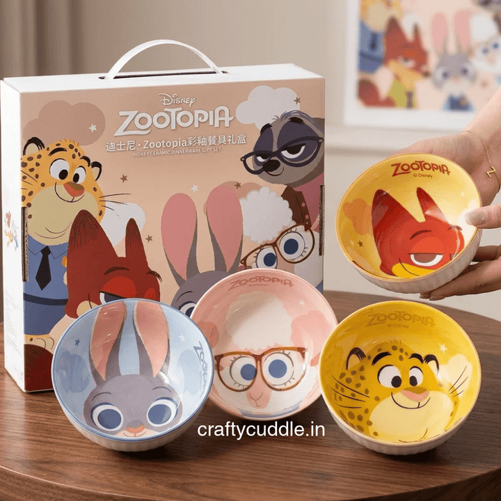 4-Piece Cartoon Bowl Set with Gift BoxKids DinnerwareCrafty Cuddle4-Piece Cartoon Bowl Set with Gift BoxZootopia