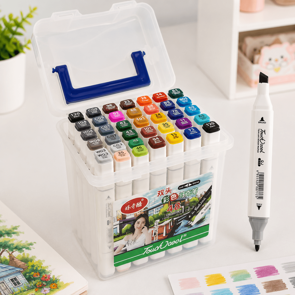 48 Dual-Tip Sketch MarkersDual-Tip MarkersCrafty Cuddle48 Dual-Tip Sketch MarkersTouchcool 4848 color marker setalcohol based markers