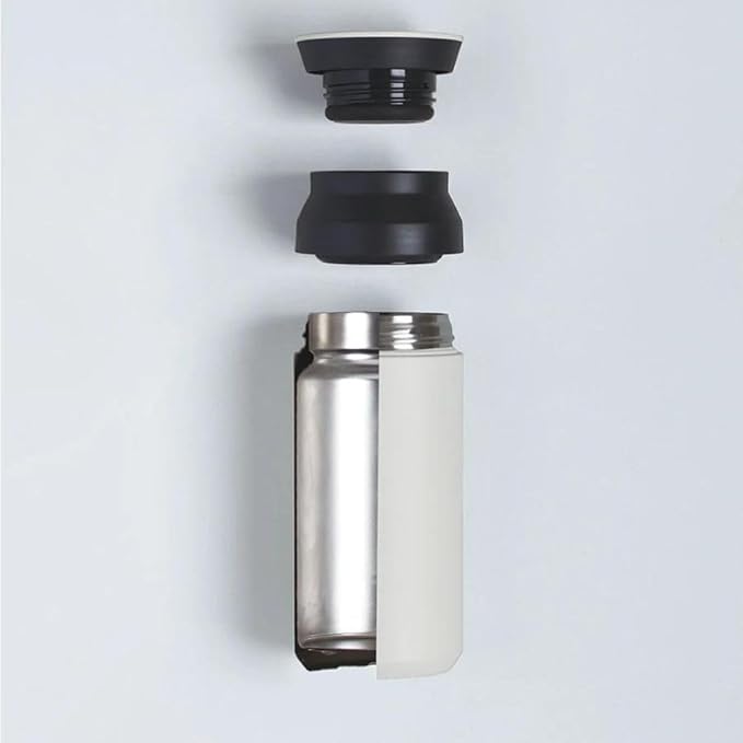 500ml silver stainless steel insulated vacuum flask with black lid, thermal bottle for hot and cold beverages.