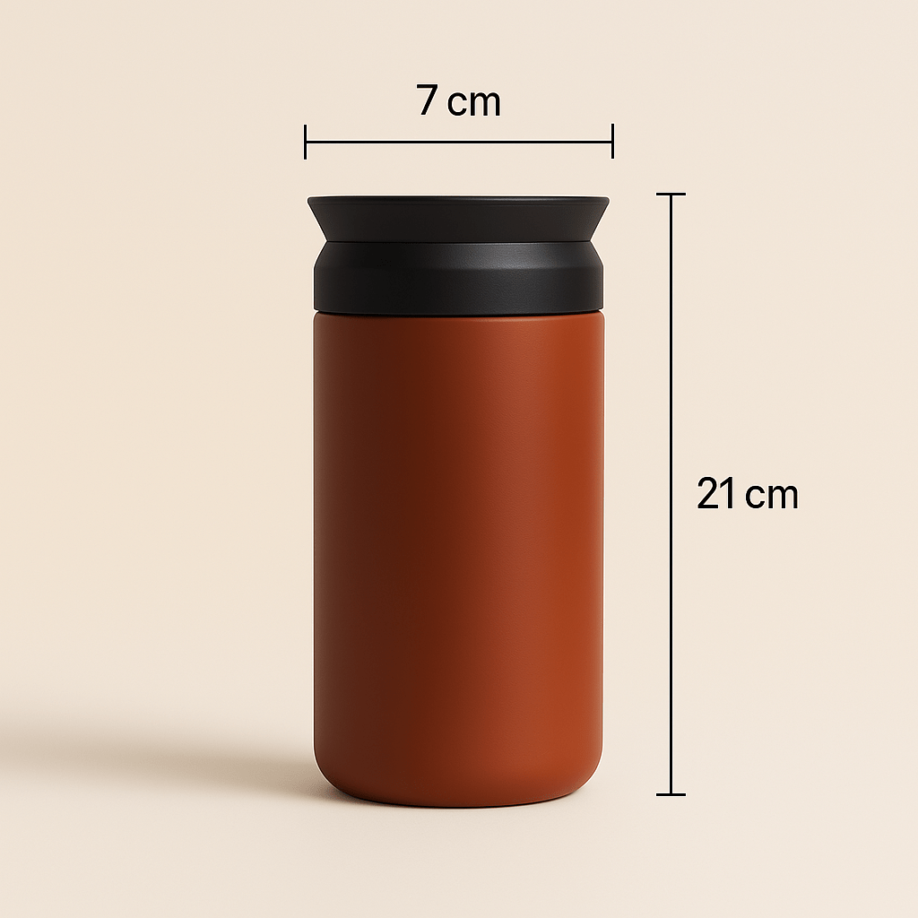 500ml insulated vacuum flask in bold red, 7cm wide and 21cm tall, stainless steel water bottle for hot and cold drinks.