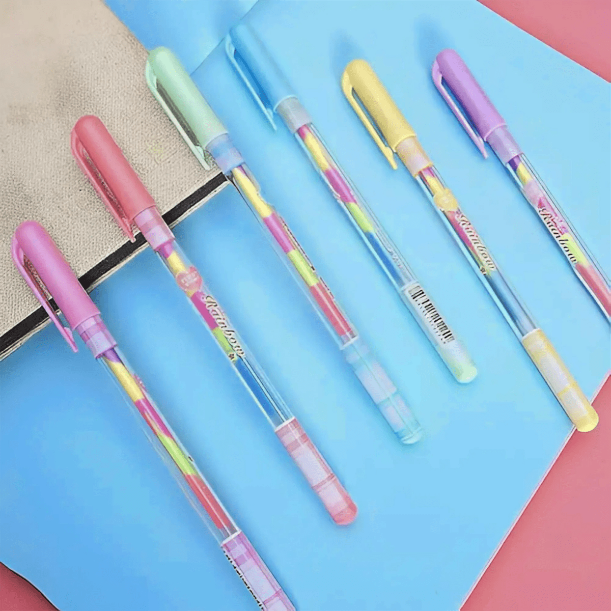 Pack of 6 smooth gel ink pens in rainbow shades—great for creativity, note-taking, and colorful designs.