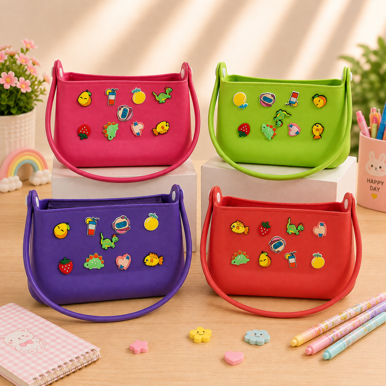 Kids Silicone Cartoon Charm Shoulder Bags