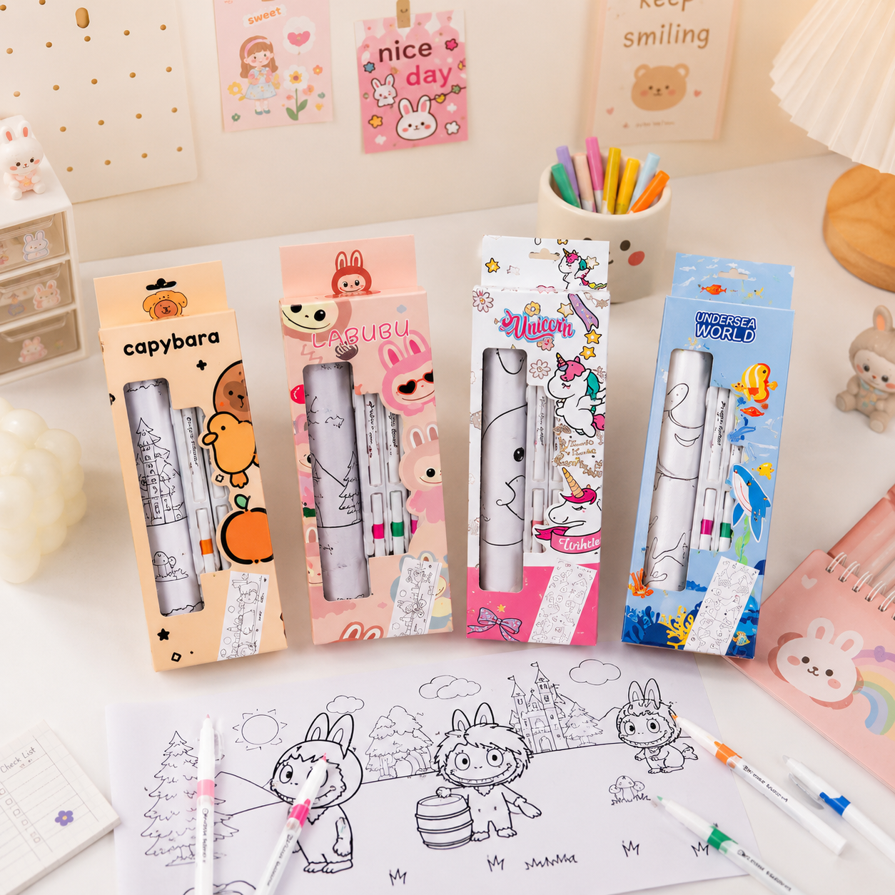 Kids Acrylic Marker Coloring Kit Set