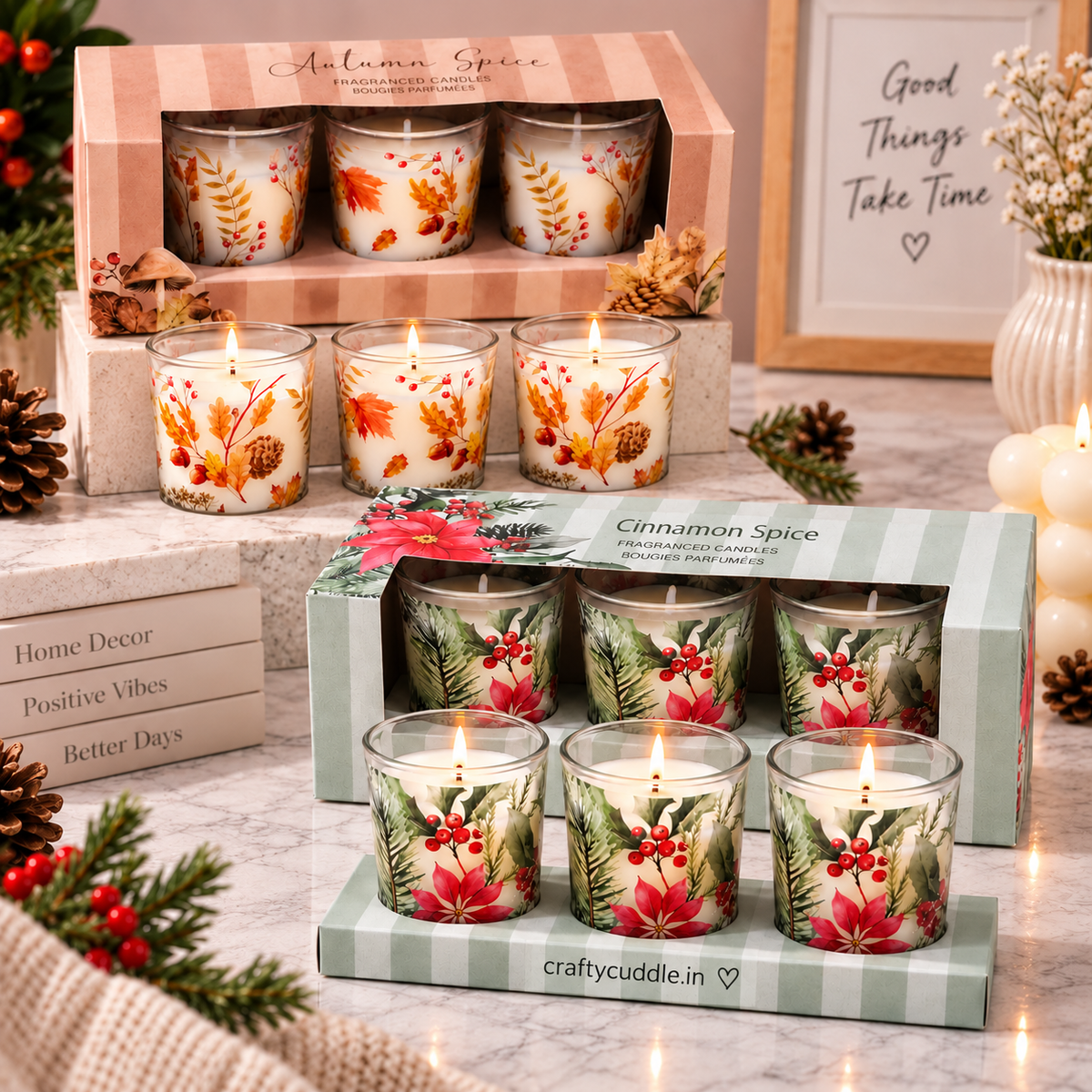 Set of 6 Scented Glass Candles Gift Set