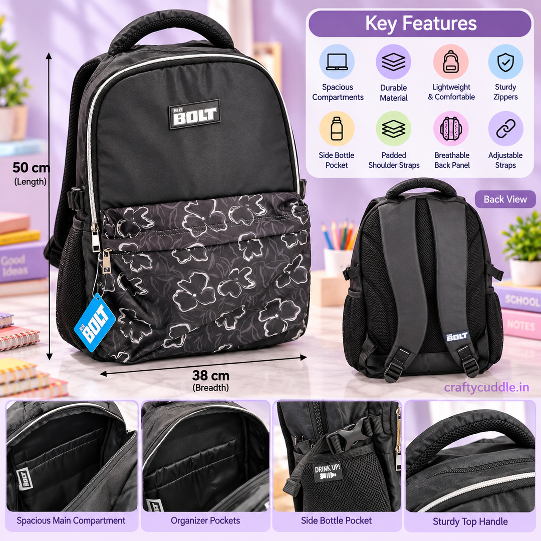 Black School Backpack for Kids