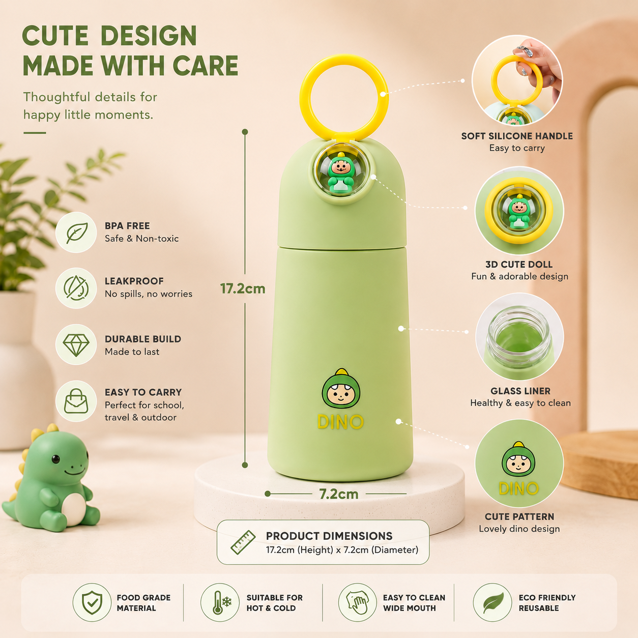 Kawaii Glass Drinking Bottle