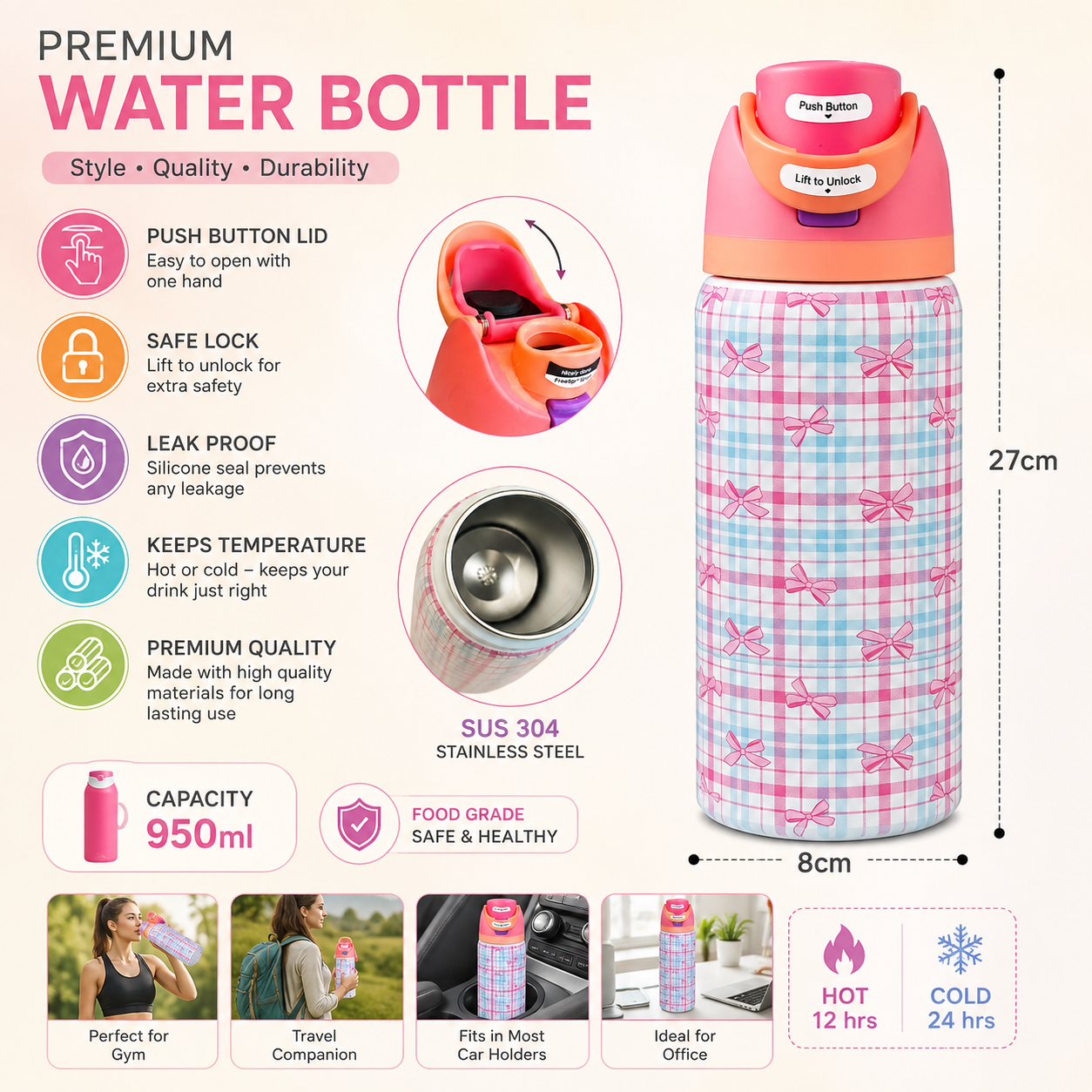 Cute Printed Insulated Bottle