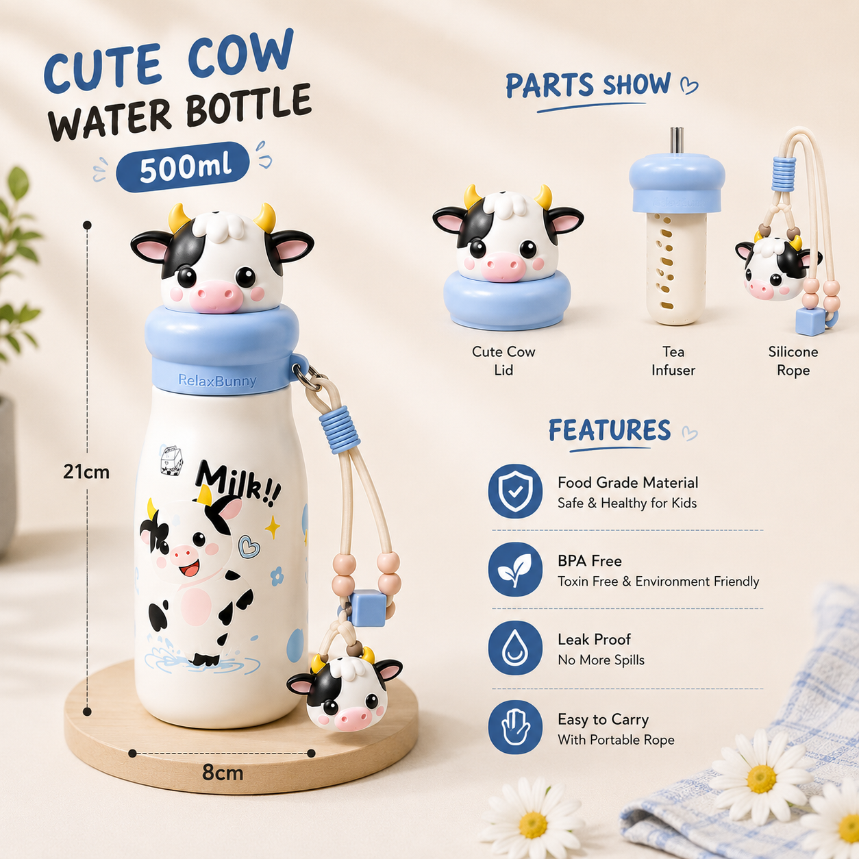 Animal Friends Kids Water Bottle