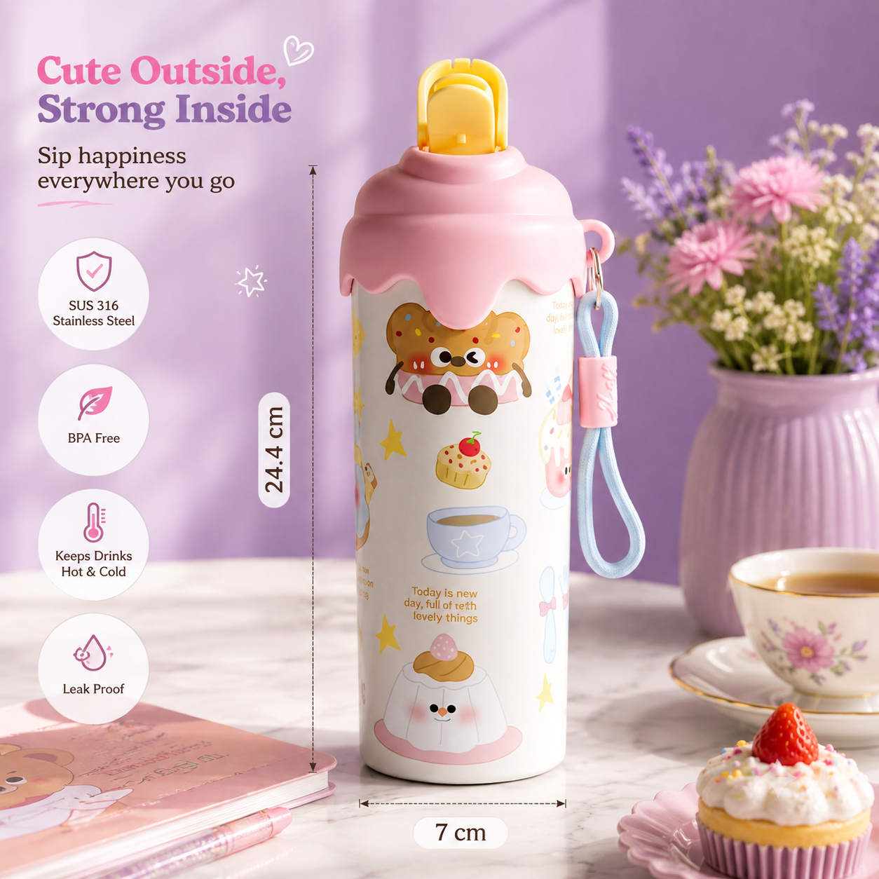 Kawaii Dessert Dream Stainless Steel Bottle