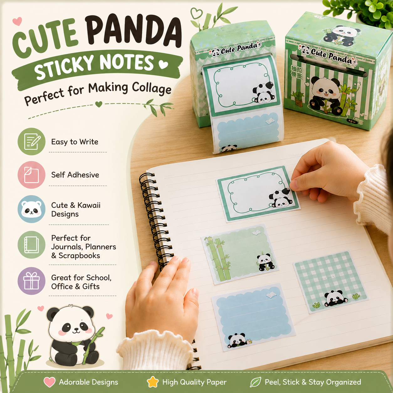 Cute Panda Sticky Notes Collection