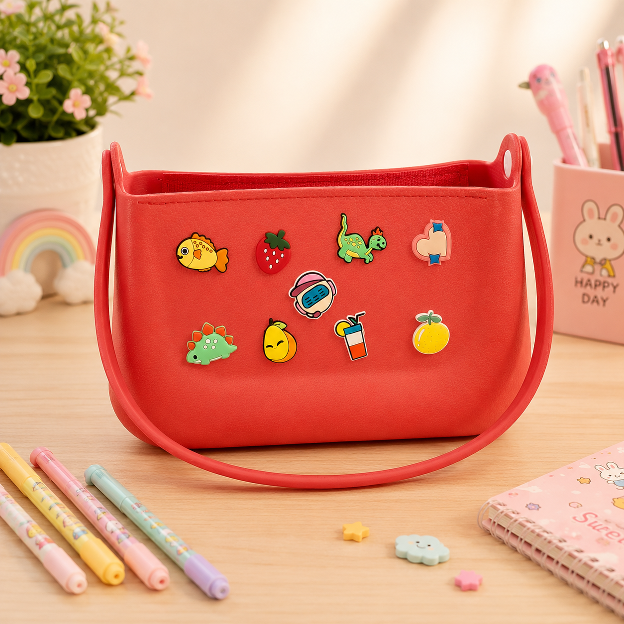 Kids Silicone Cartoon Charm Shoulder Bags