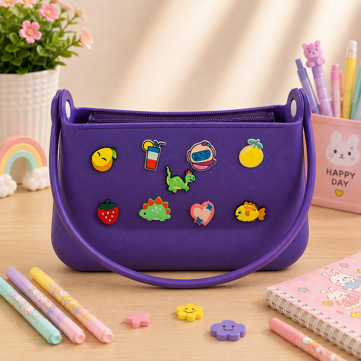 Kids Silicone Cartoon Charm Shoulder Bags