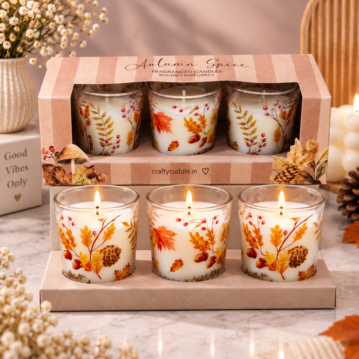 Set of 6 Scented Glass Candles Gift Set