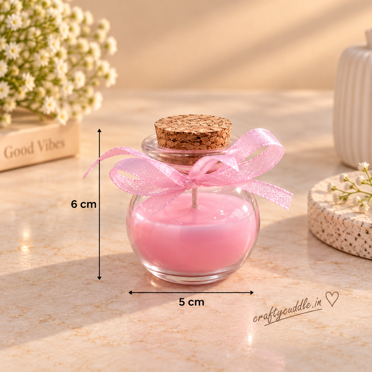 Round Glass Jar Candle with Ribbon
