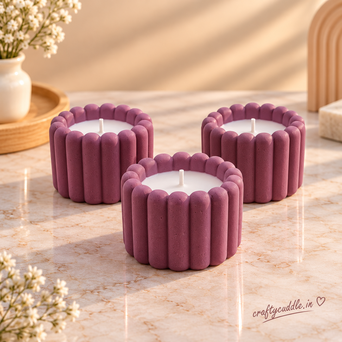 Decorative Ribbed Design Candle