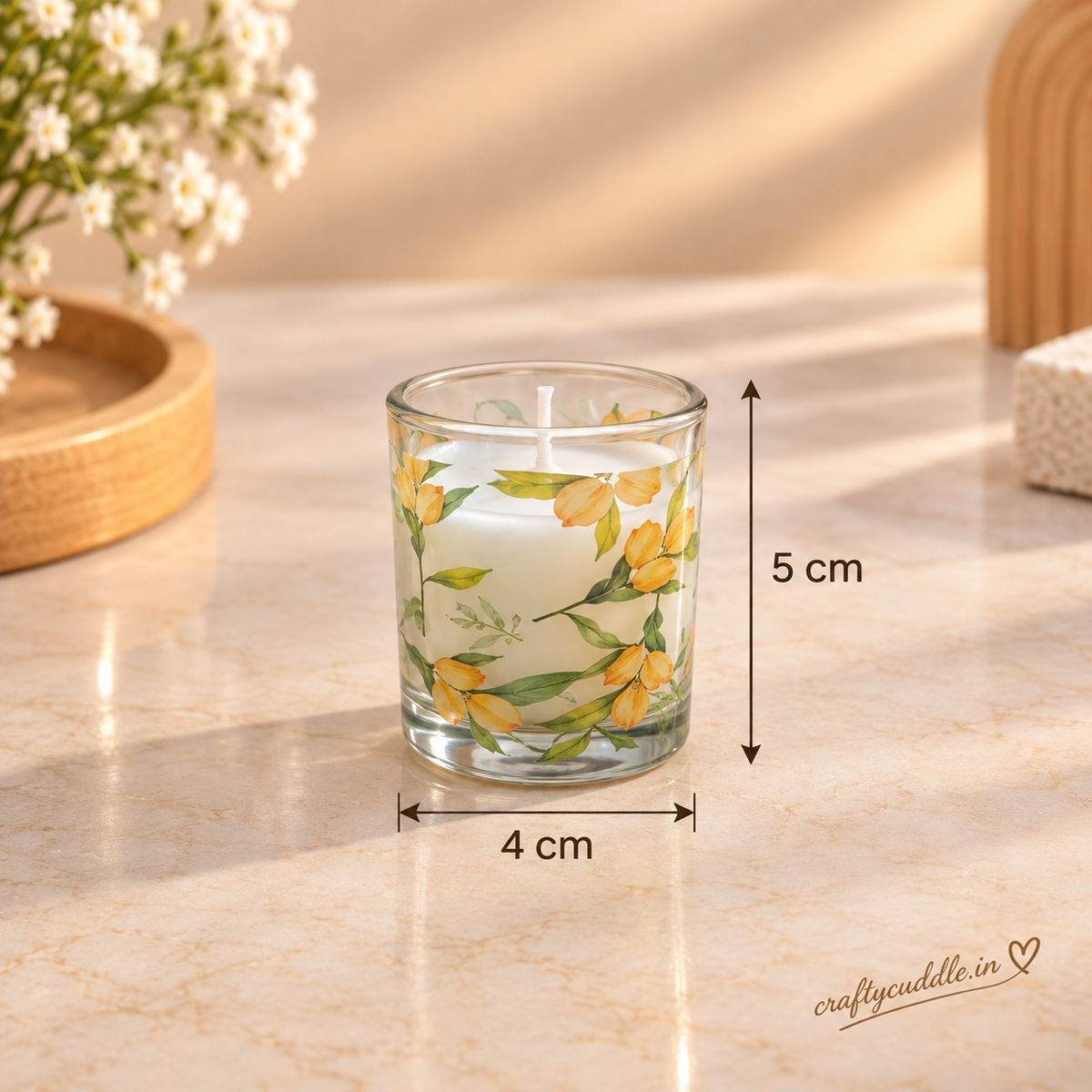 Floral Theme Glass Jar Candle