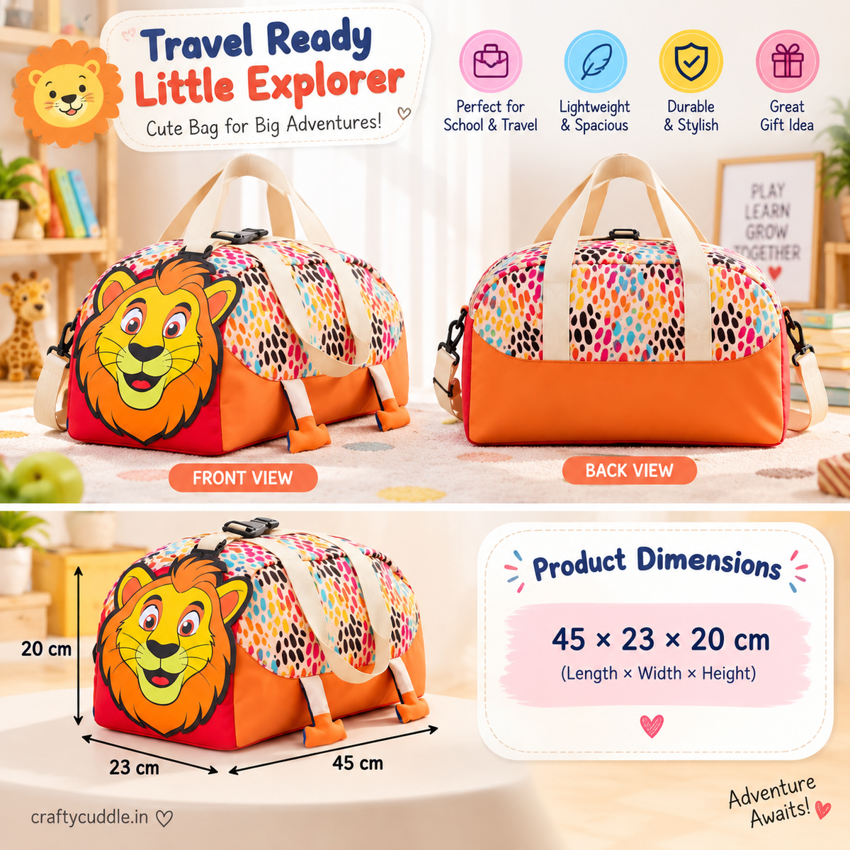 Kids Cartoon Character Duffel Bag