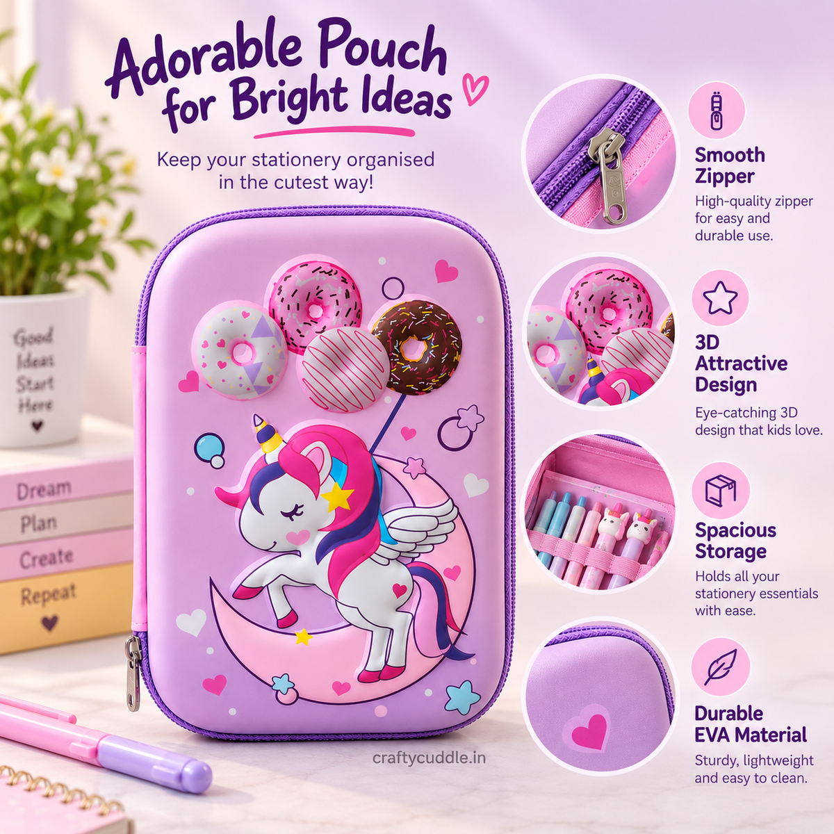 Sweet Donut 3D Pencil Pouch for Kids