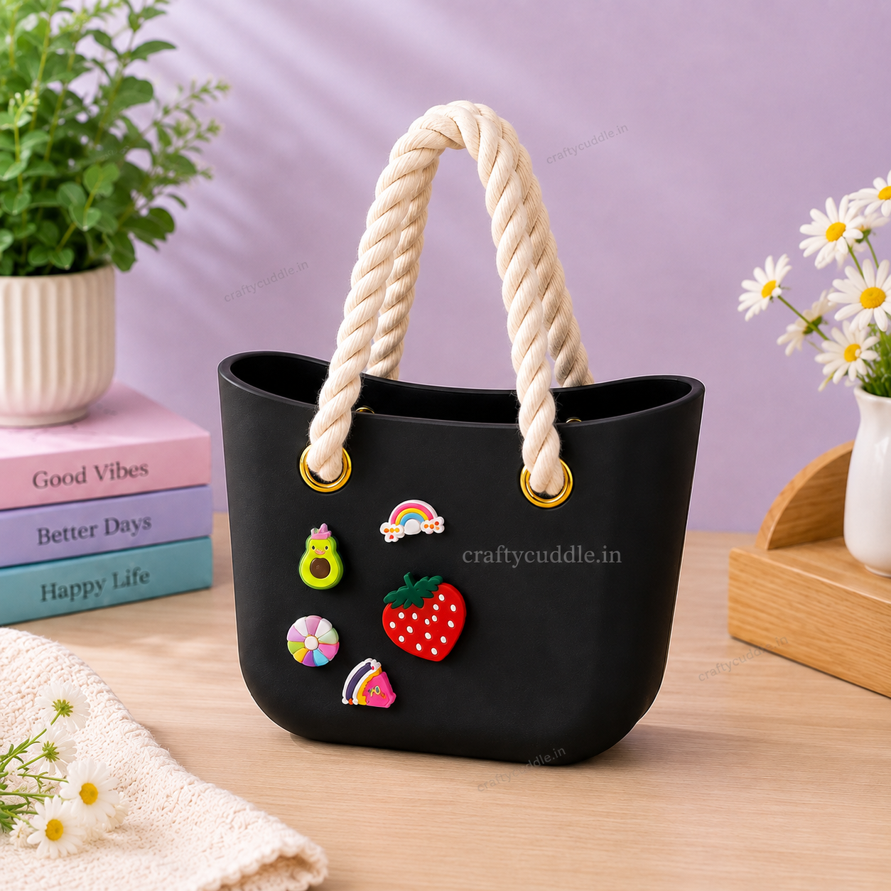 Cute Silicone Tote Bag with Charms