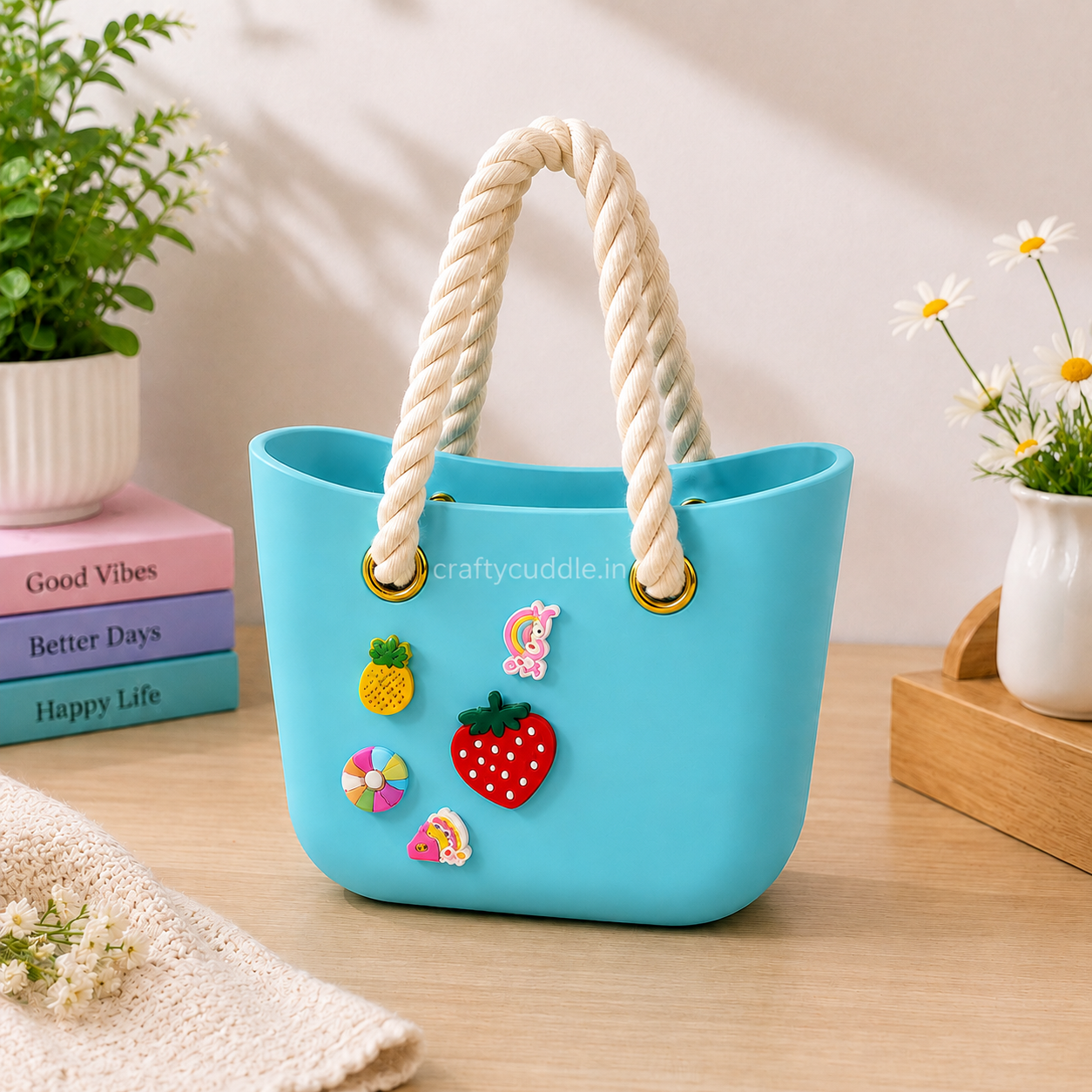 Cute Silicone Tote Bag with Charms