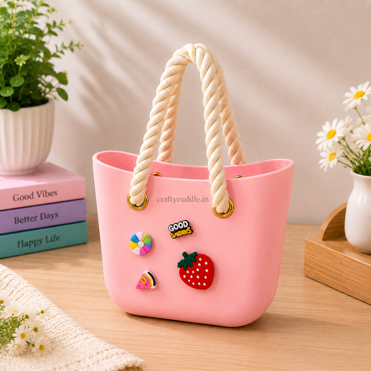 Cute Silicone Tote Bag with Charms