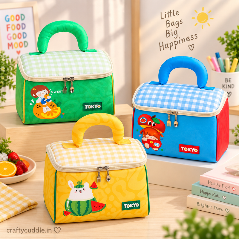 Cute Printed Lunch Box Bag with Handle