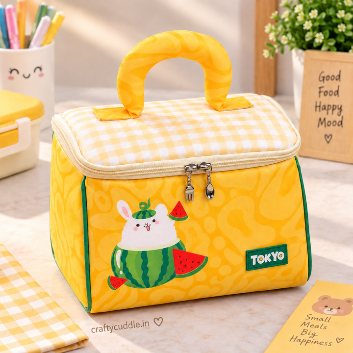 Cute Printed Lunch Box Bag with Handle