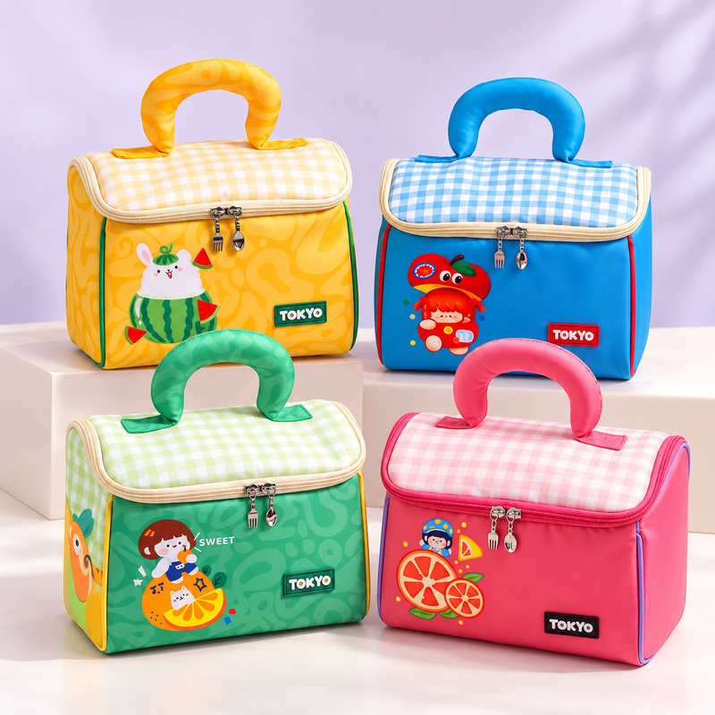 Cute Printed Lunch Box Bag with Handle
