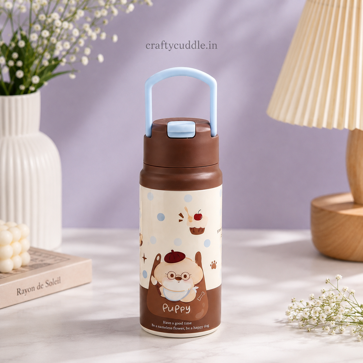 Cute Puppy 550ml Stainless Steel Sipper Bottle