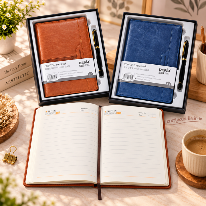 Premium A5 Leather Finish Notebook &amp; Pen Gift Set