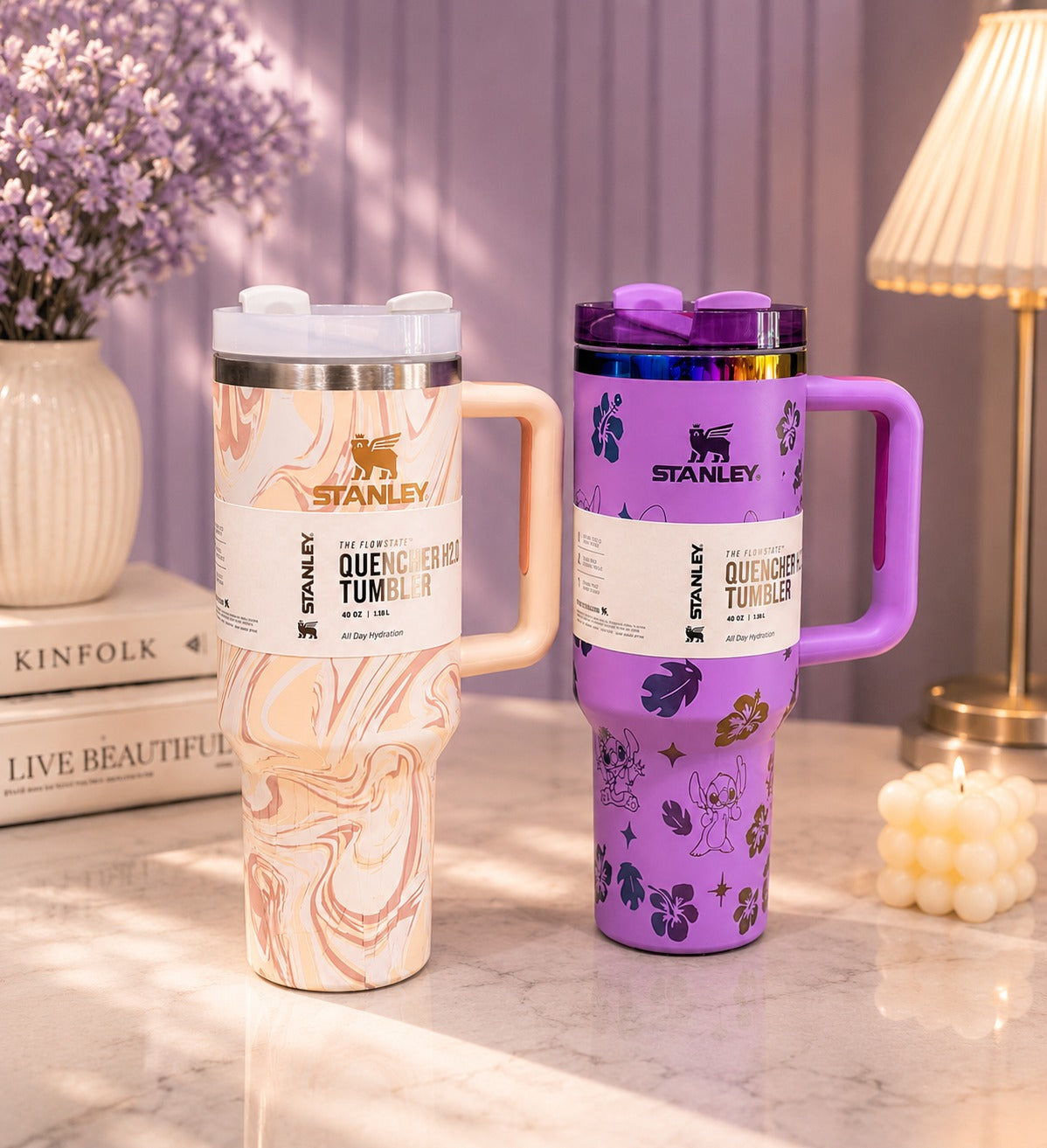 Insulated Stainless Steel Tumbler with Handle & Straw
