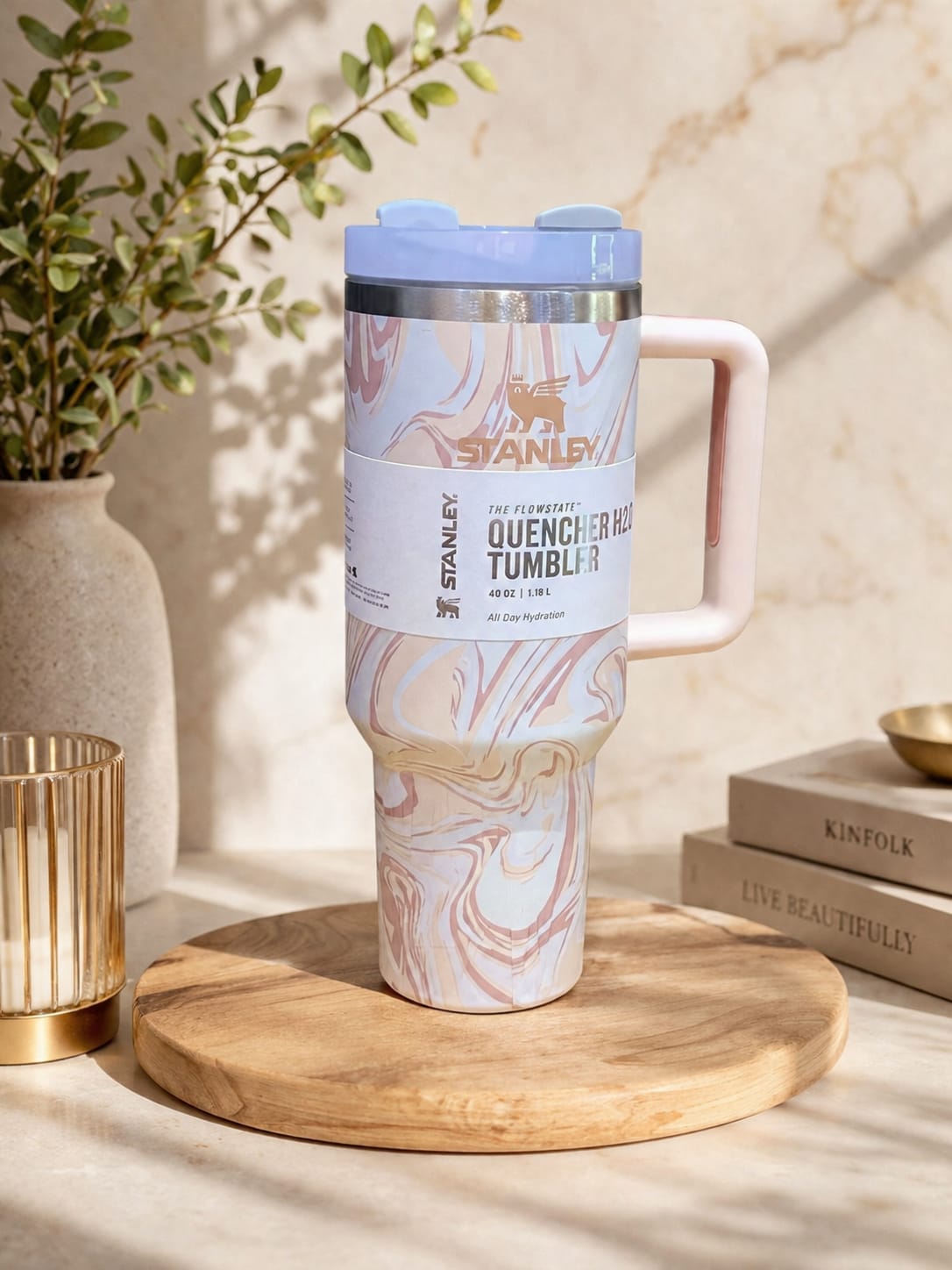 Insulated Stainless Steel Tumbler with Handle & Straw