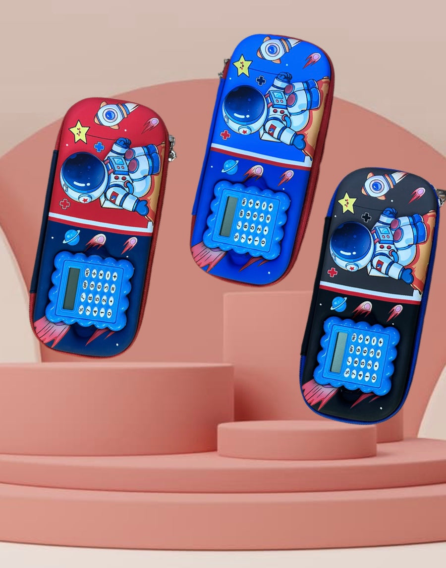 🚀 Space Pencil Pouch with Calculator – Learn & Explore!