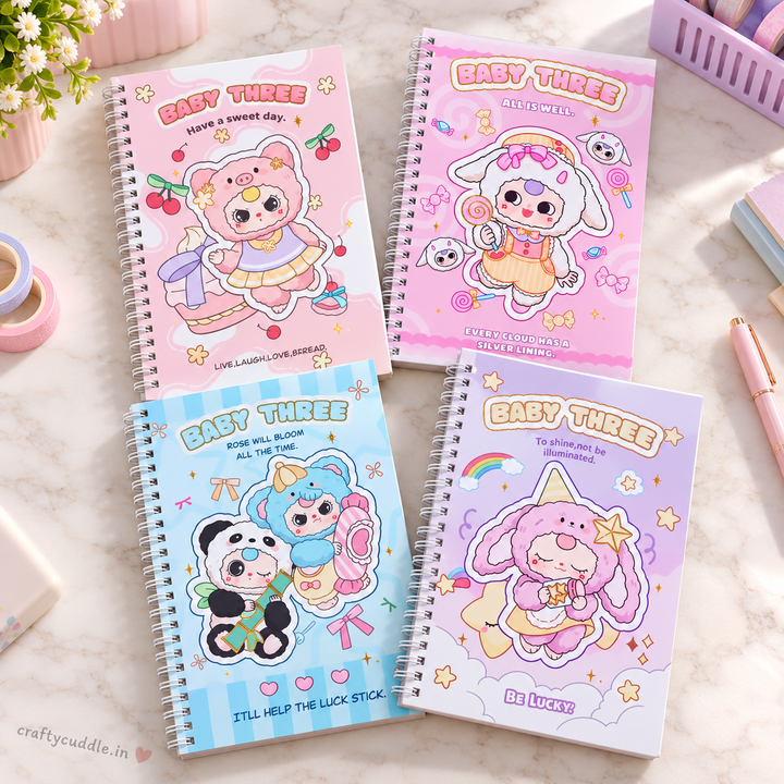 Kawaii Cartoon Spiral Notebook (1Pc)
