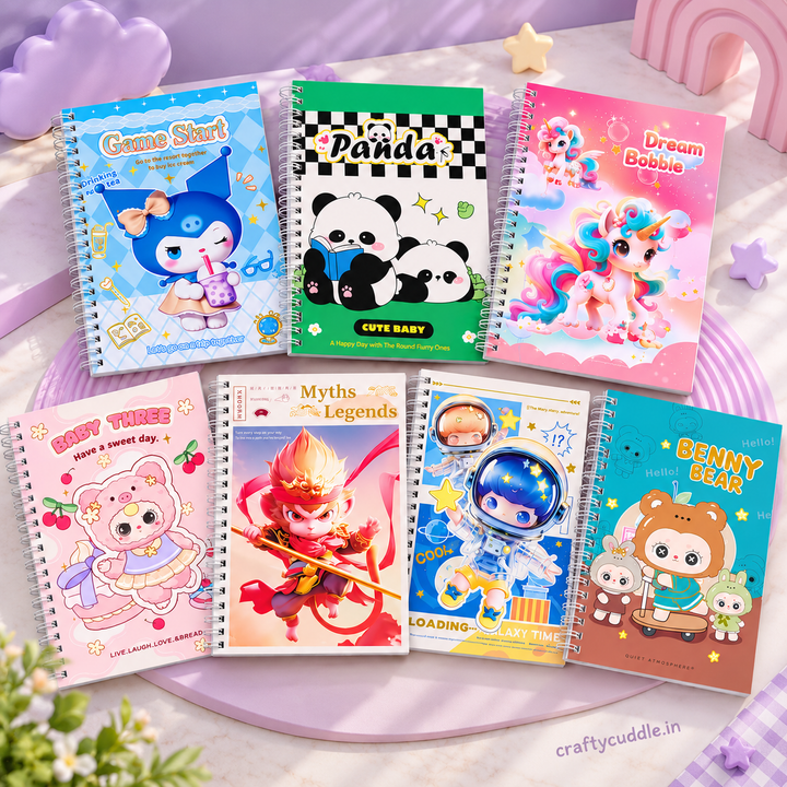 Kawaii Cartoon Spiral Notebook (1Pc)