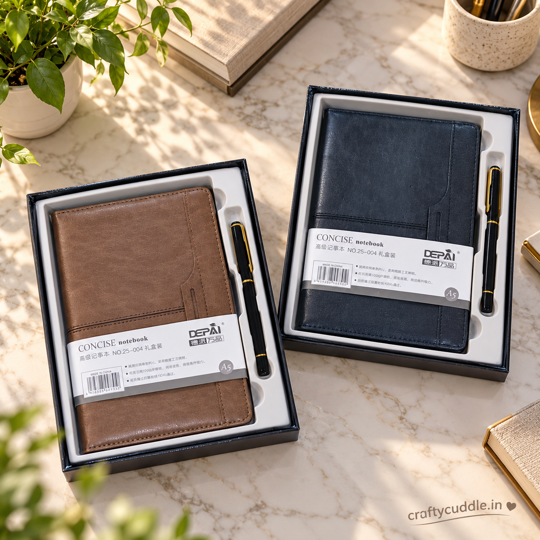 Premium A5 Leather Finish Notebook &amp; Pen Gift Set