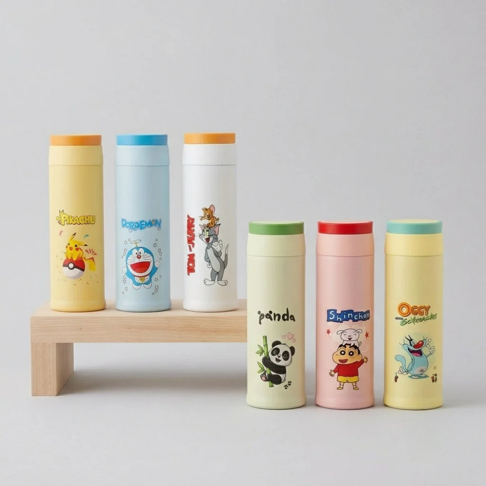 Cute Cartoon Glass Water Bottle