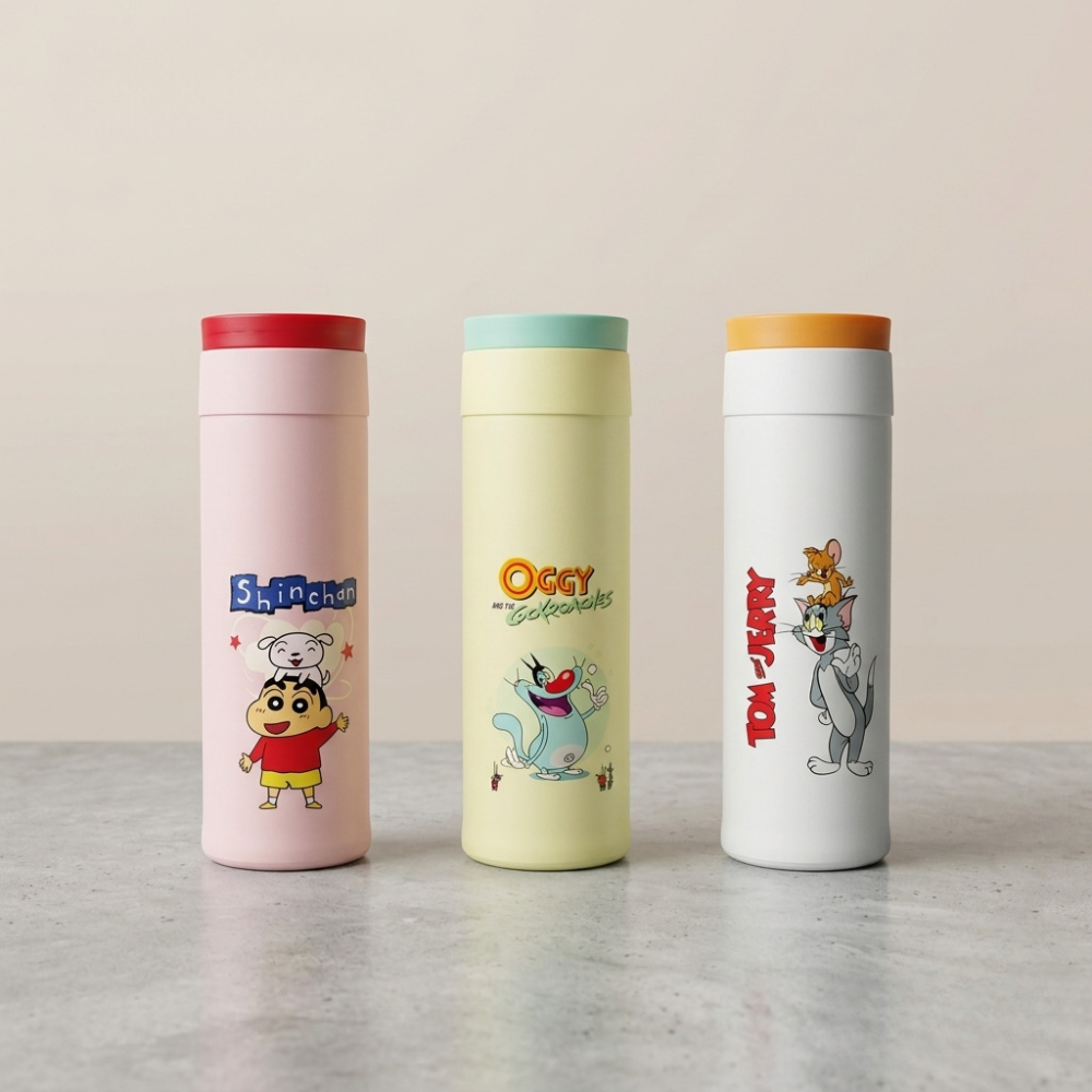 Cute Cartoon Glass Water Bottle