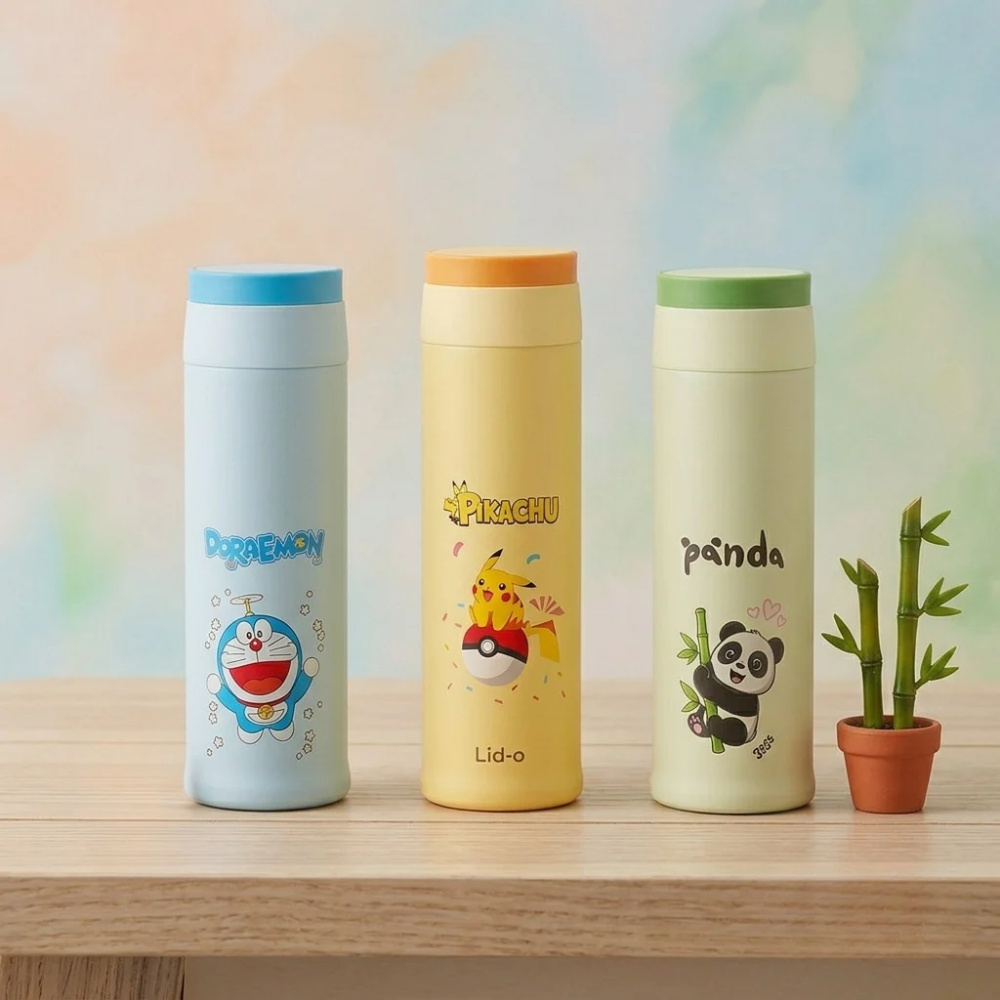 Cute Cartoon Glass Water Bottle