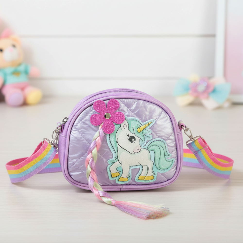 Children's pouch with unicorn design on a light background