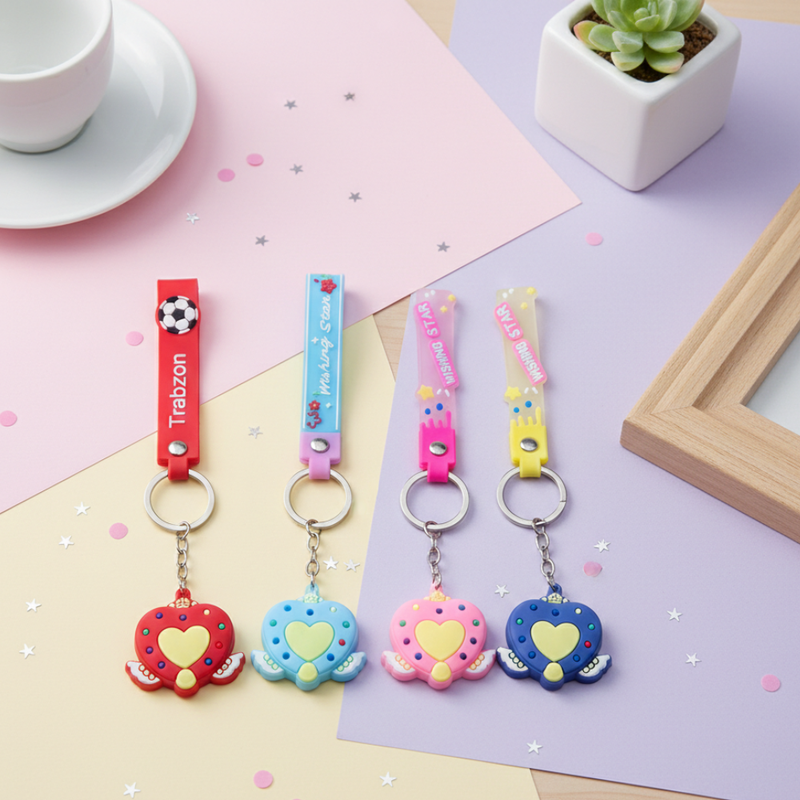 Cute Heart Wings Silicone Keychain