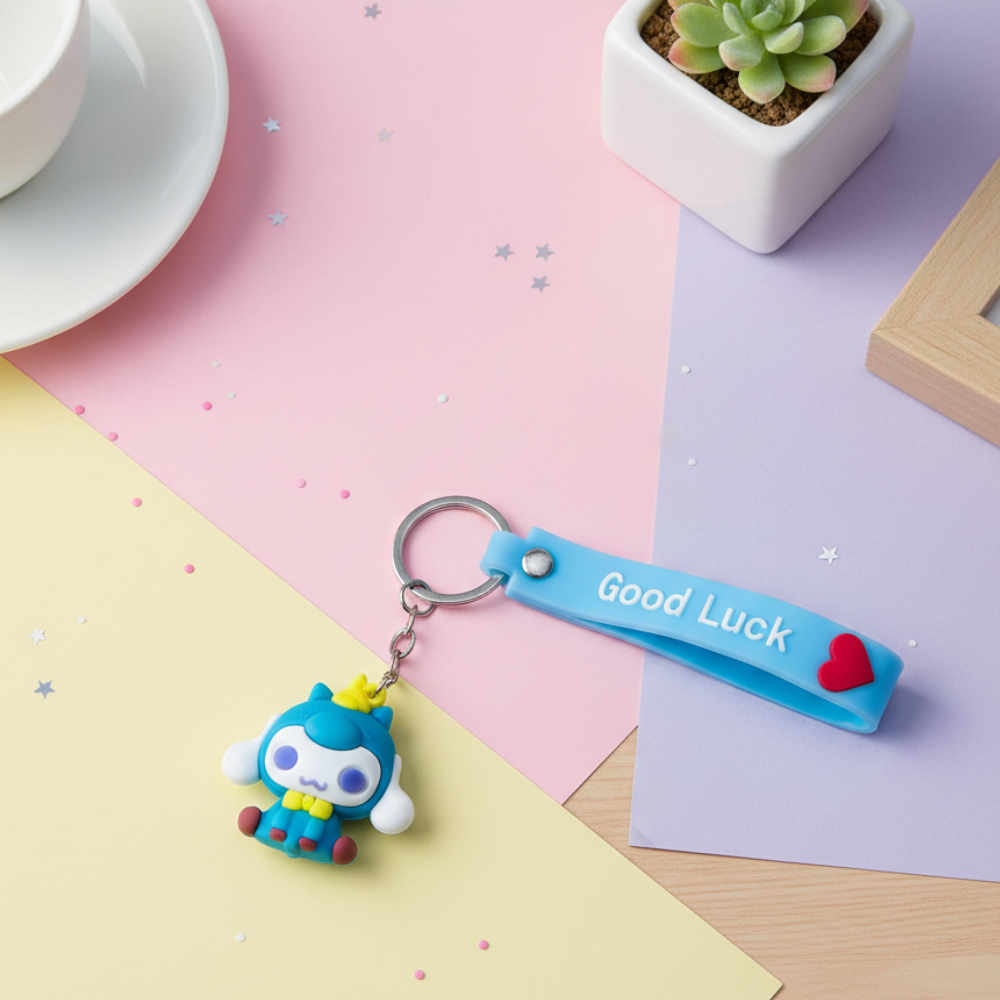 Keychain with cartoon character and &