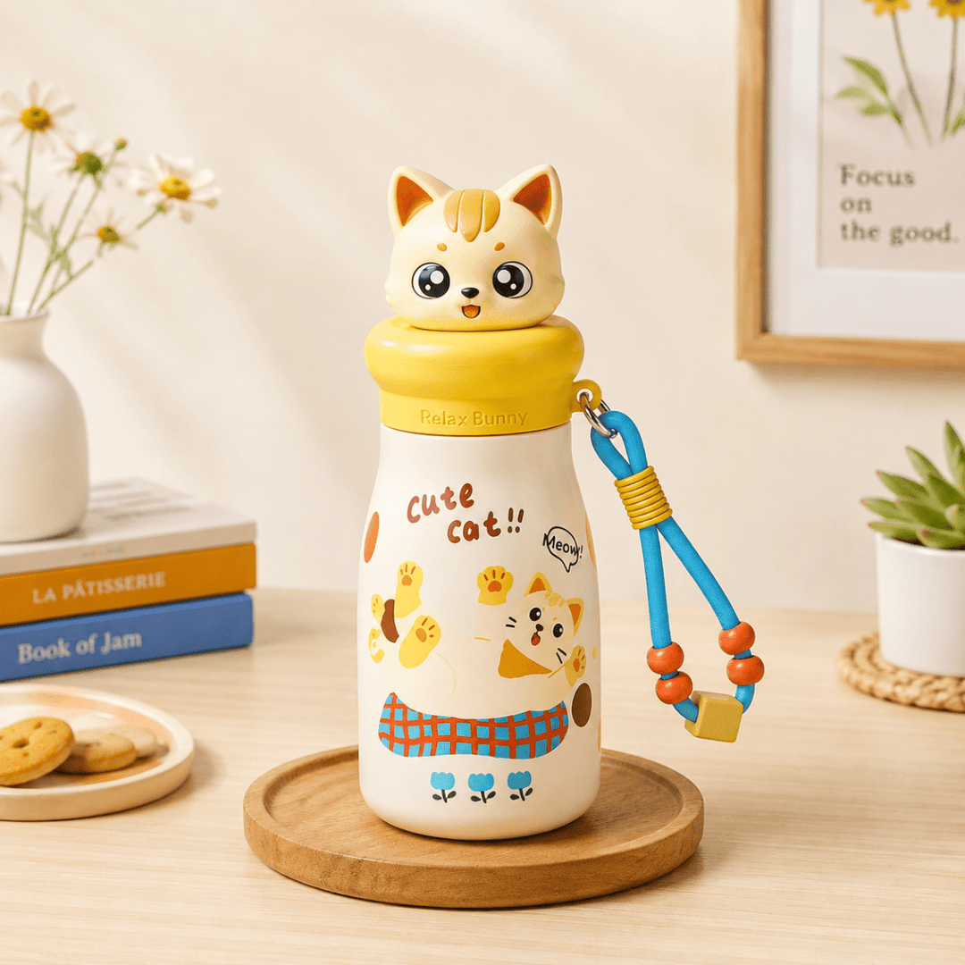 Animal Friends Kids Water BottleCartoon Kids Water BottleCrafty CuddleAnimal Friends Kids Water BottleYellow – Orange CatKidsWaterBottle KawaiiBottle KidsEssentials CartoonBottle CuteBottle SchoolEssentials KidsAccessories WaterBottleForKids StainlessSteelBottle KidsGifts CuteStationery BackToSchool MomApproved KidsProducts ShopifyIndia