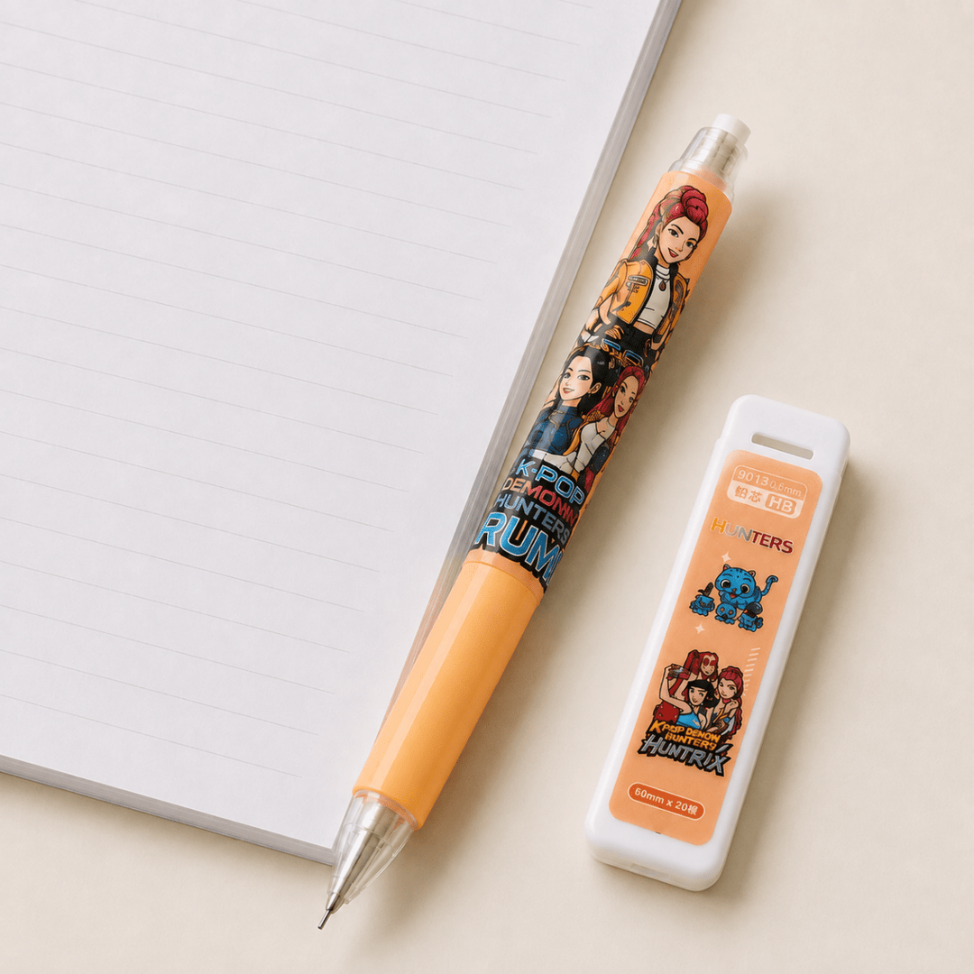 Anime Style Mechanical Pencil Set with HB Lead BoxMechanical pencilCrafty CuddleAnime Style Mechanical Pencil Set with HB Lead BoxYellowCute StationeryRefillable Pencil