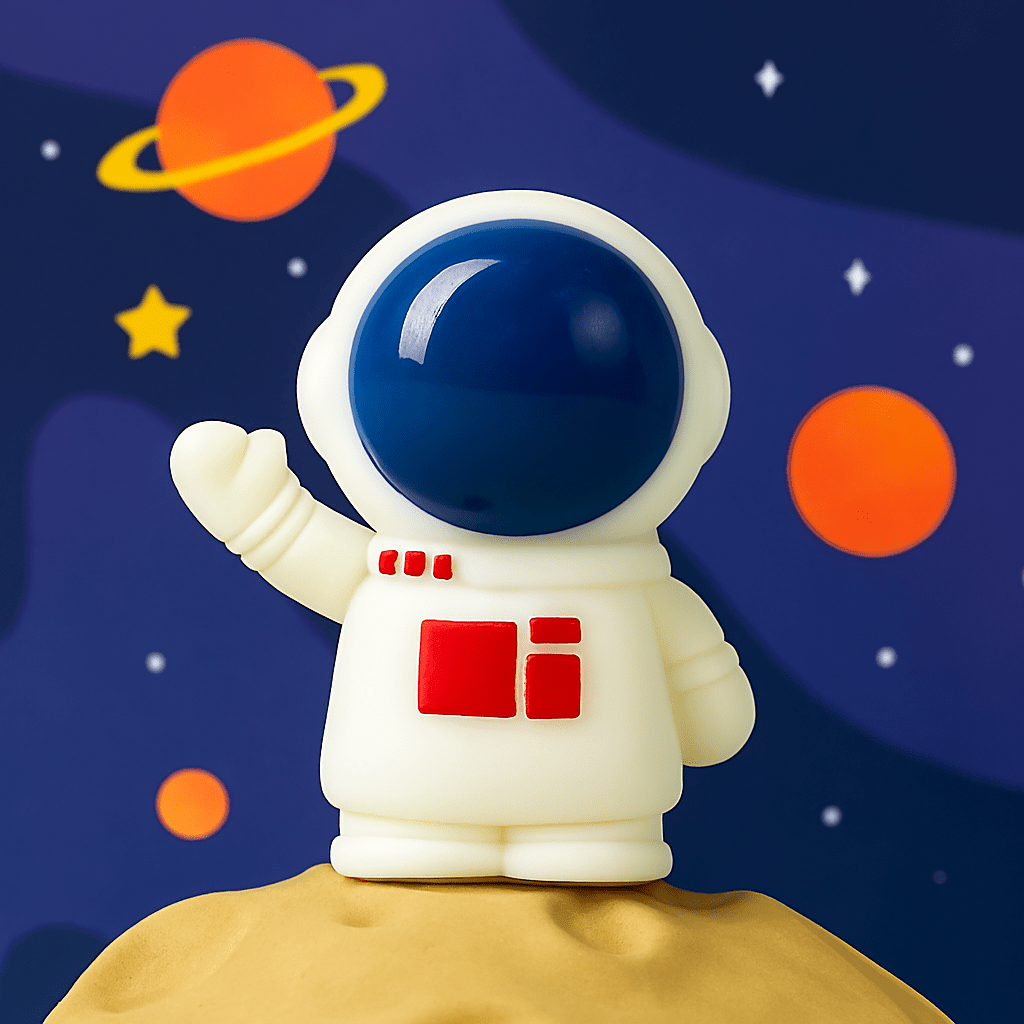 Astronaut 2 - in - 1 Sharpener and EraserStationery > Erasers &amp; SharpenersCRAFTY CUDDLEToy astronaut eraser on a planet with space - themed backgroundAstroDeskAstronautLife