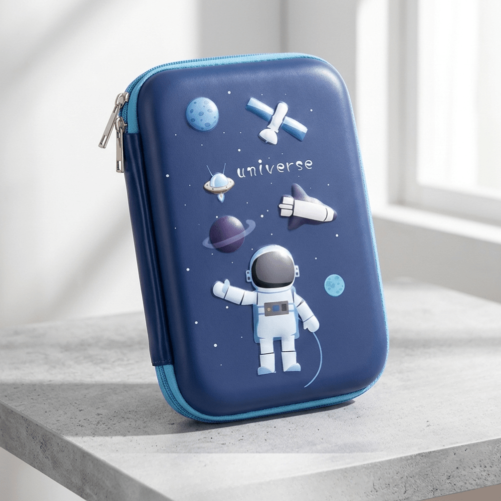 Astronaut EVA Hard Shell Pencil CasePencil PouchCRAFTY CUDDLEBlue pencil case with space - themed design featuring an astronaut and space elements on a light gray surface.pencilcase pencilbox schoolsupplies stationery stationerylover stationeryaddict kidsstationery backtoschool schoolessentials studentlife stationeryshop schoolbag stationeryitems pencilpouch schoollife giftforkids kidsgifts