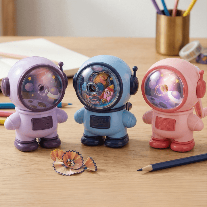 Astronaut Manual Pencil SharpenerCrafty CuddleAstronaut Manual Pencil SharpenerSpace Sharpener pinkPink