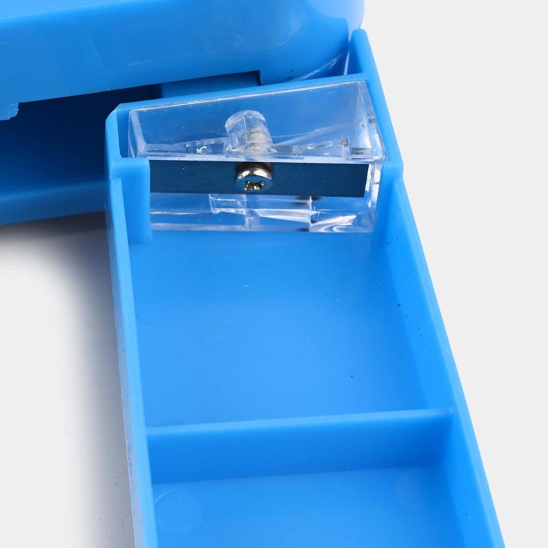 Avengers Dual Sided Pencil BoxAvengers Pencil BoxCRAFTY CUDDLEBlue pencil box with clear sharpener on a white background