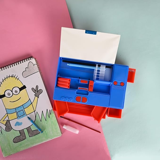 Inside view of Avengers pencil case showing built-in drawing area